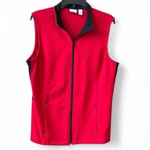 Womens Stretch Knit Zip Vest Red Weekends Chico’s sz 2 L 12 Valentines cozy